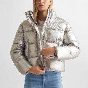 Mango Metallic Puffer Jacket